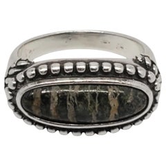 Anillo Carolyn Pollack de plata de ley y jaspe verde Tamaño 6,75 #20831