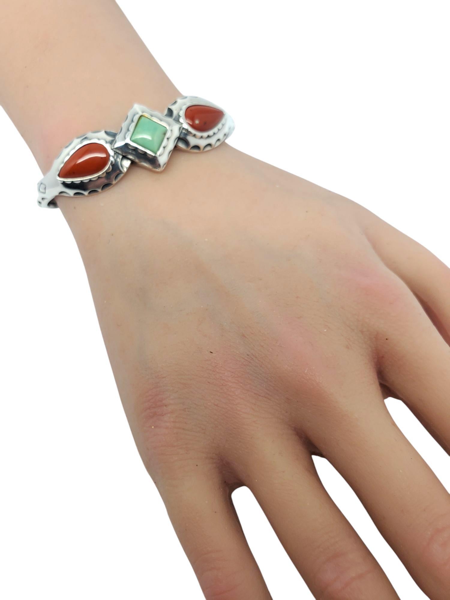 Carolyn Pollack, manchette en argent sterling et cornaline verte Variscite #21007 en vente 2