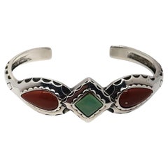 Carolyn Pollack, manchette en argent sterling et cornaline verte Variscite #21007