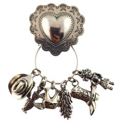 Carolyn Pollack Sterlingsilber Herz-Charm-Hängelampe mit Charm-Anhänger mit Anhängern  #17120