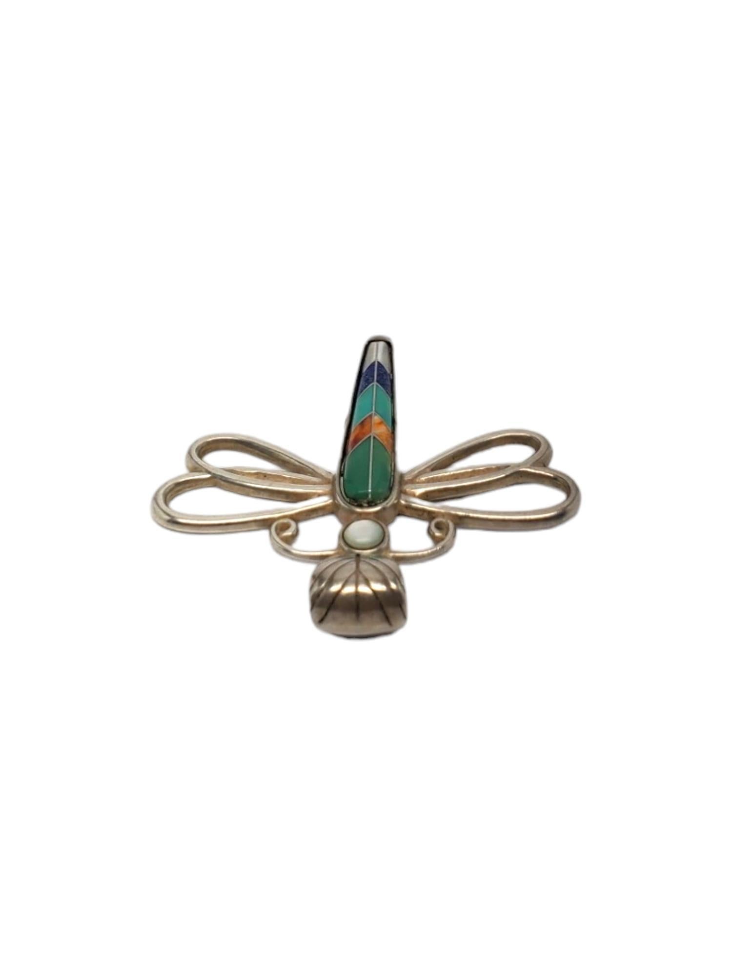 Women's Carolyn Pollack Sterling Silver Inlaid Dragon Fly Pendant  #17101 For Sale