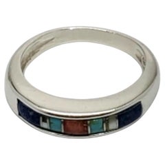 Anillo Carolyn Pollack de plata de ley con lapislázuli, coral y turquesa talla 6 #19217