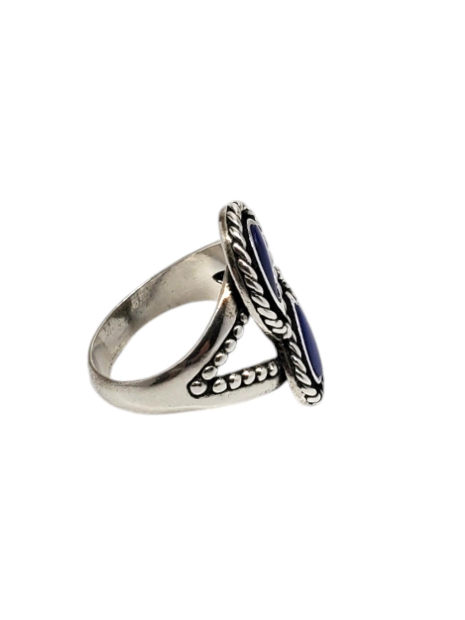 Carolyn  Pollack Sterling Silver Lapis Lazuli Ring Size 9 #19208 In Good Condition For Sale In Washington Depot, CT