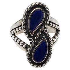 Carolyn  Pollack Sterling Silver Lapis Lazuli Ring Size 9 #19208