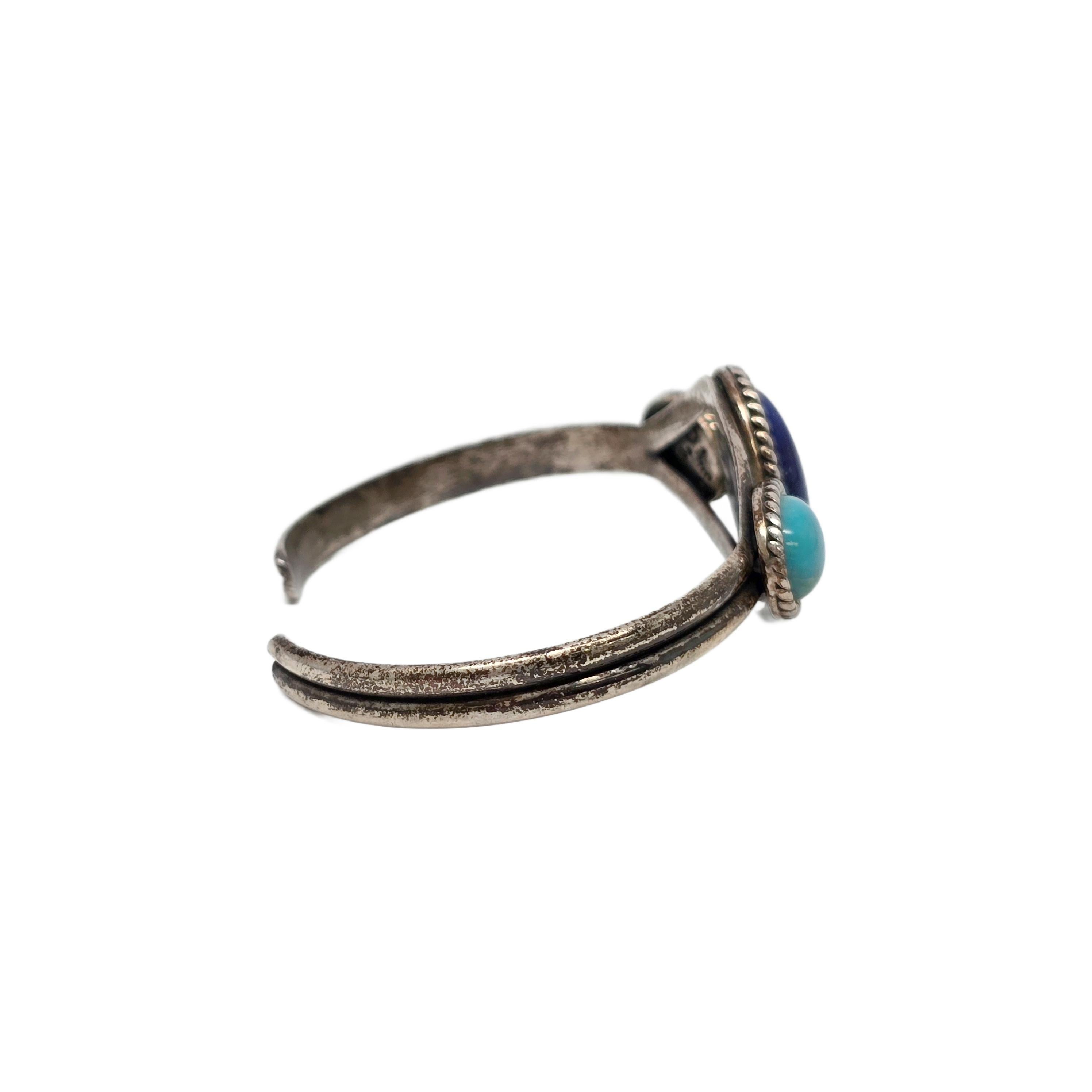 Carolyn Pollack Bracciale in argento sterling con lapislazzuli e turchese #19880 In condizioni buone in vendita a Washington Depot, CT