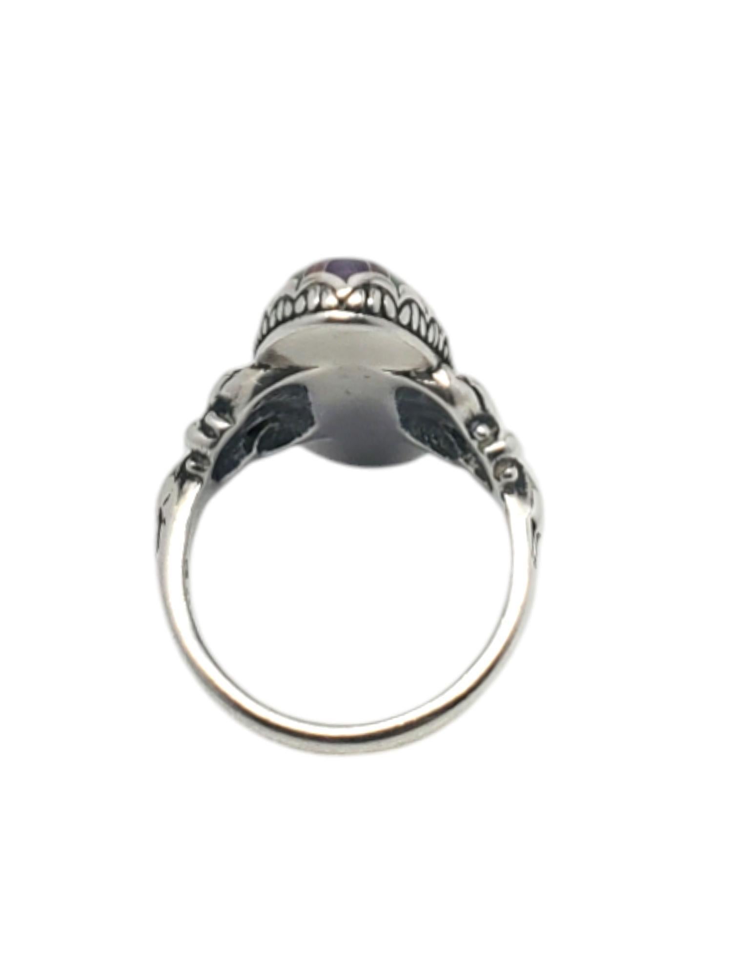 Marquise Cut Carolyn Pollack Sterling Silver Marquise Inlay Gemstone Ring Size 8 # 20219