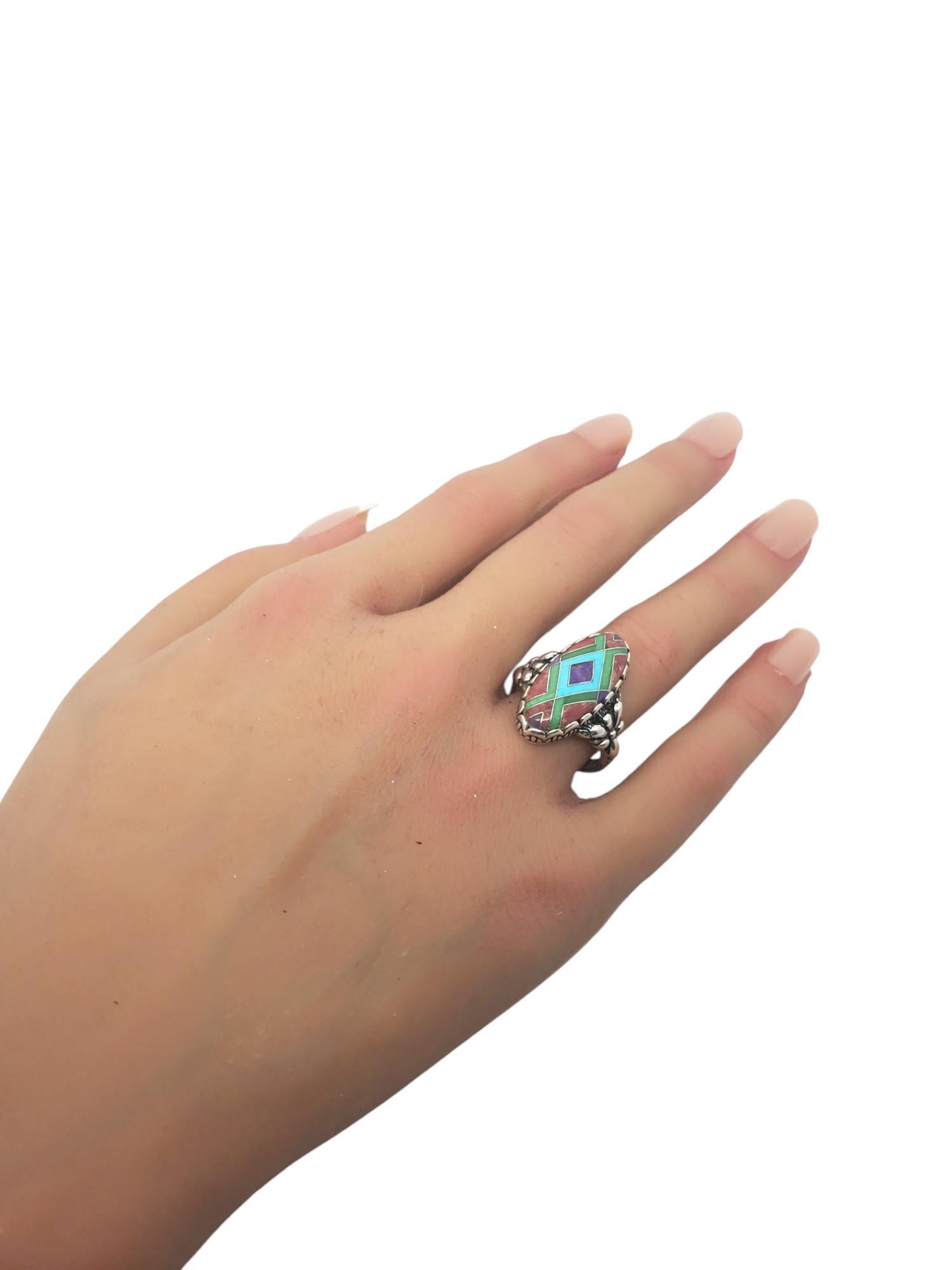 Carolyn Pollack Sterling Silver Marquise Inlay Gemstone Ring Size 8 # 20219 1