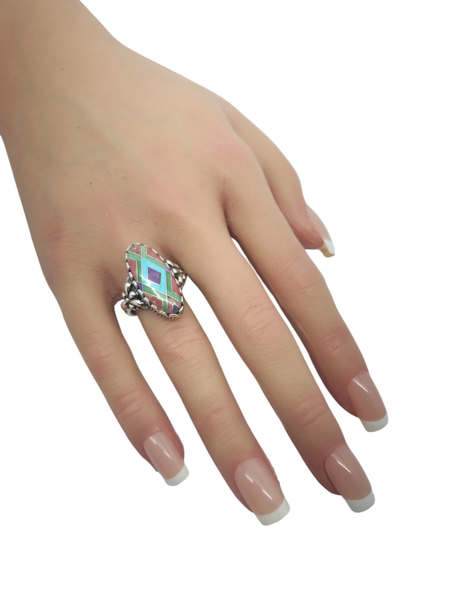 Carolyn Pollack Sterling Silver Marquise Inlay Gemstone Ring Size 8 # 20219 2