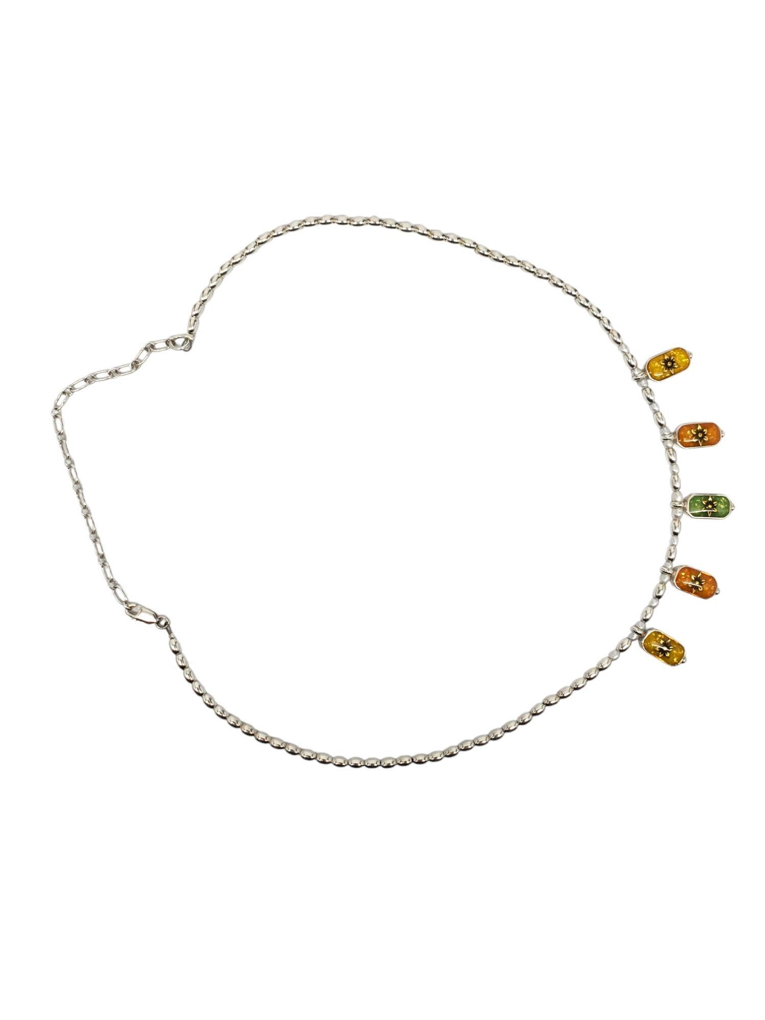 Donna Carolyn Pollack - Collana con ciondoli floreali multicolore in argento Sterling #21217 in vendita