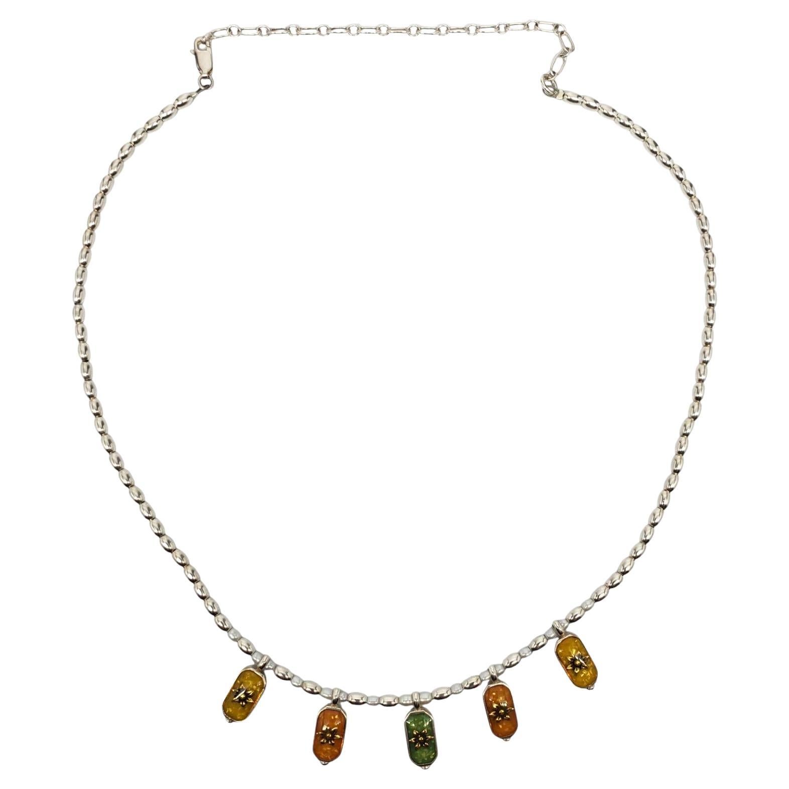 Carolyn Pollack - Collana con ciondoli floreali multicolore in argento Sterling #21217