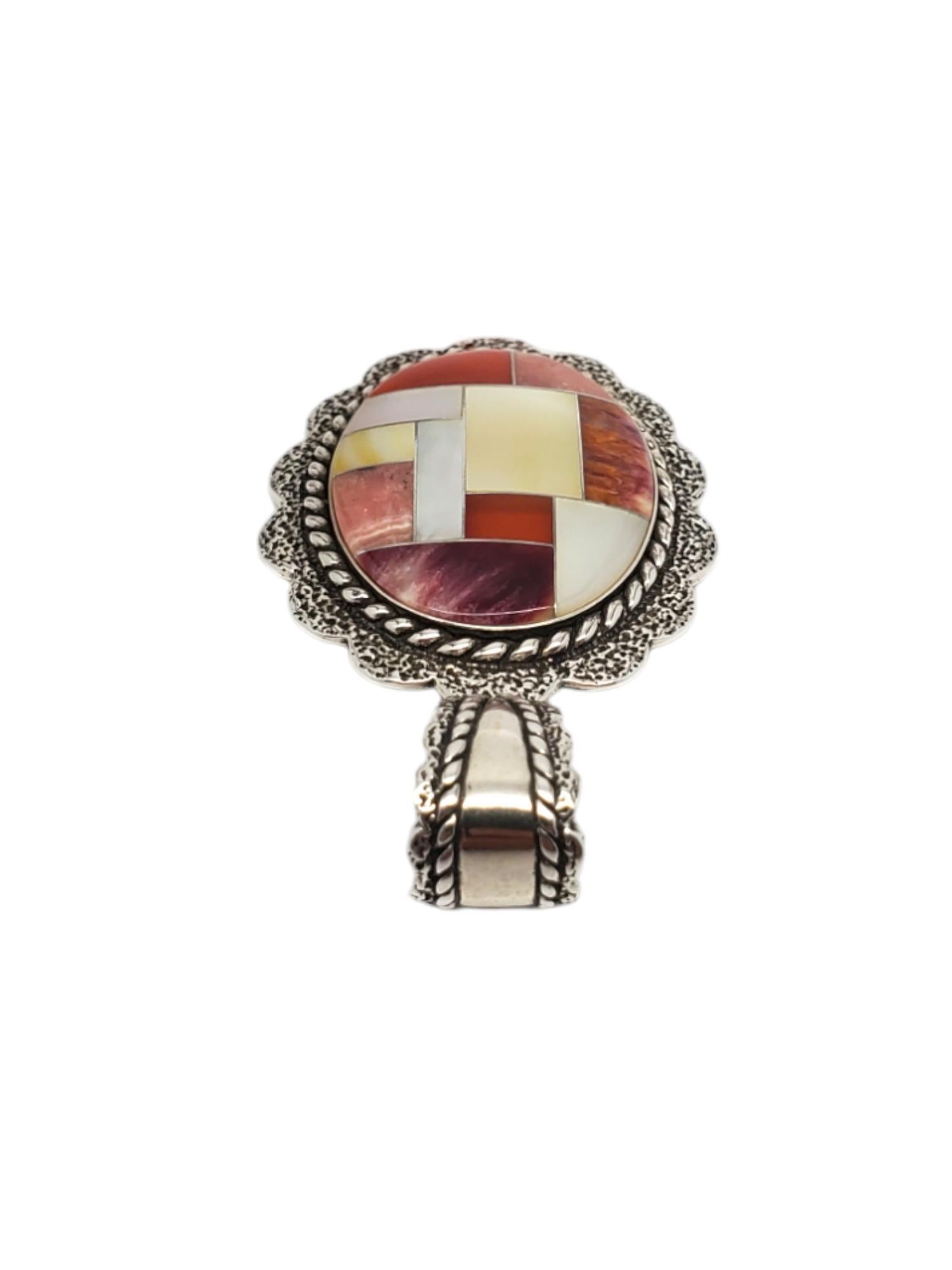 Mixed Cut Carolyn Pollack Sterling Silver Multi-Stone Inlay Pendant #20174