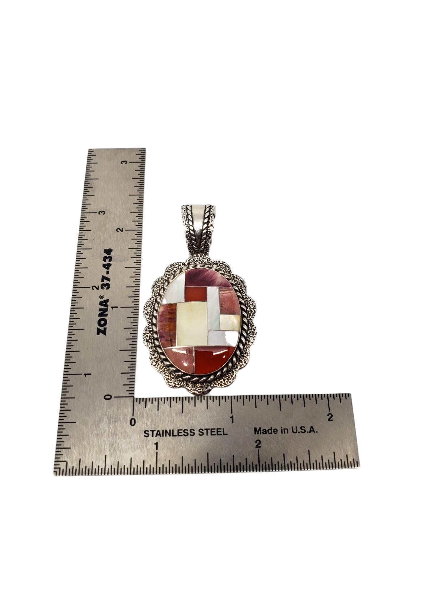 Carolyn Pollack Sterling Silver Multi-Stone Inlay Pendant #20174 2