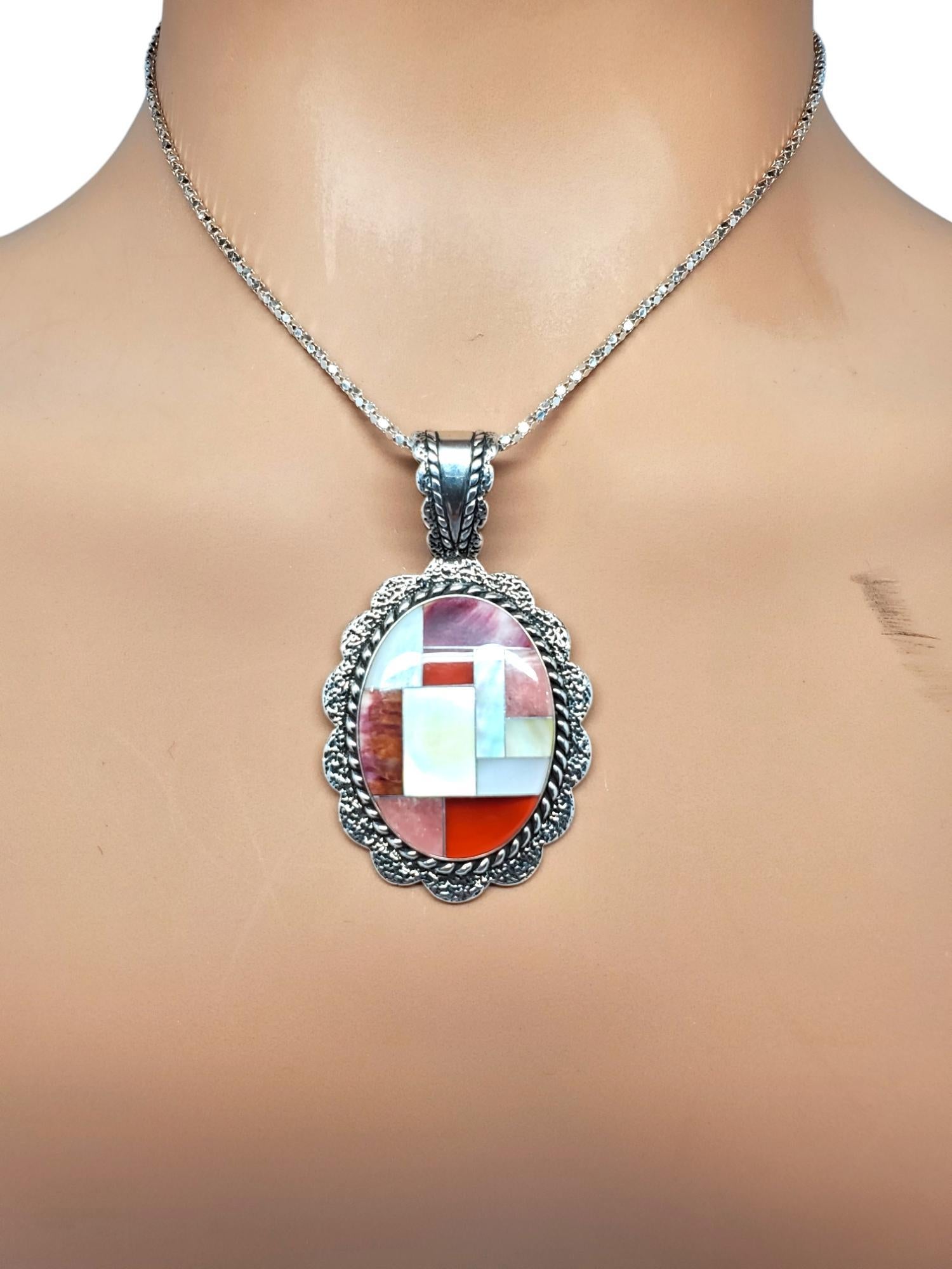 Carolyn Pollack Sterling Silver Multi-Stone Inlay Pendant #20174 3
