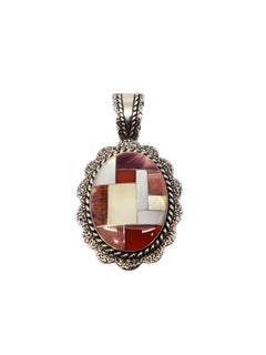 Carolyn Pollack Sterling Silver Multi-Stone Inlay Pendant #20174