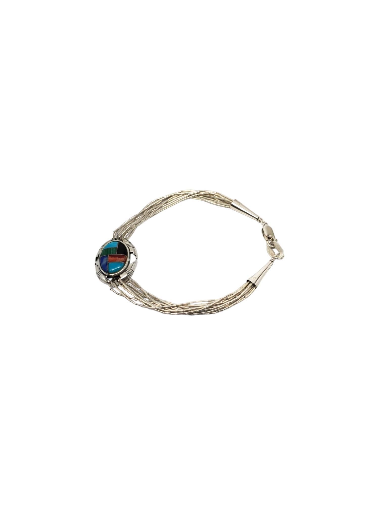 Carolyn Pollack Bracelet incrusté multicolore en argent sterling #17121 Bon état - En vente à Washington Depot, CT