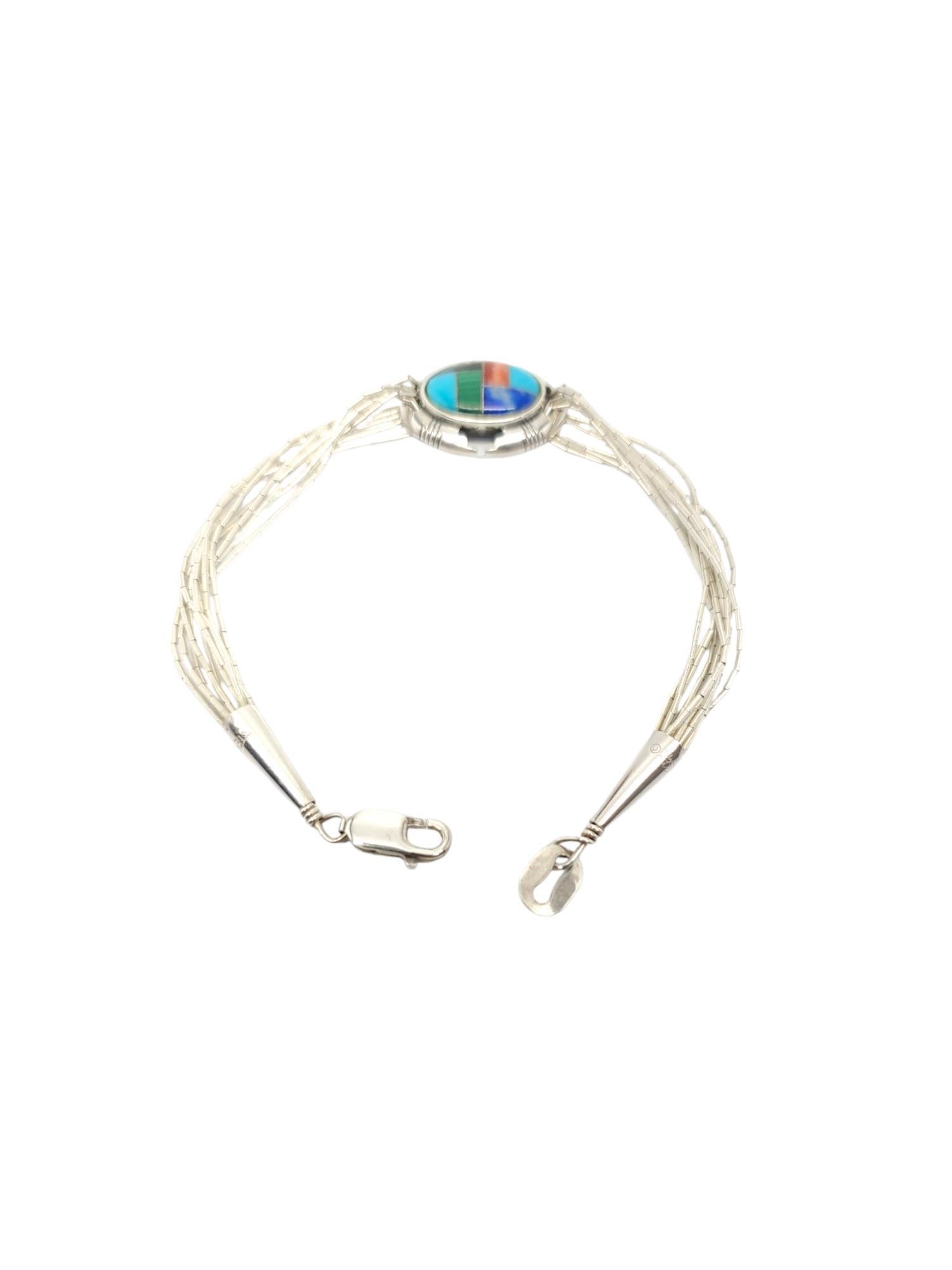 Carolyn Pollack Bracelet incrusté multicolore en argent sterling #17121 en vente 1