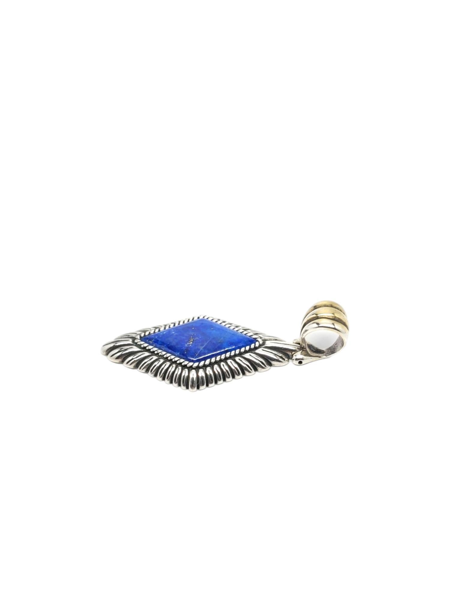 Mixed Cut Carolyn Pollack Sterling Silver Native American Lapis Lazuli Pendant #17117 For Sale