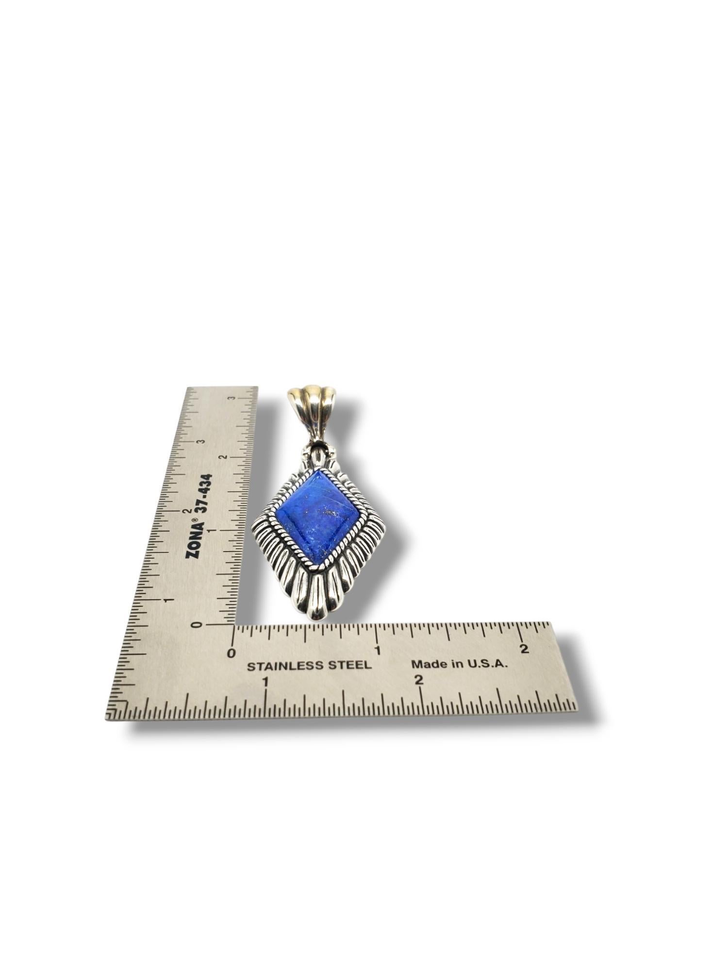 Women's Carolyn Pollack Sterling Silver Native American Lapis Lazuli Pendant #17117 For Sale