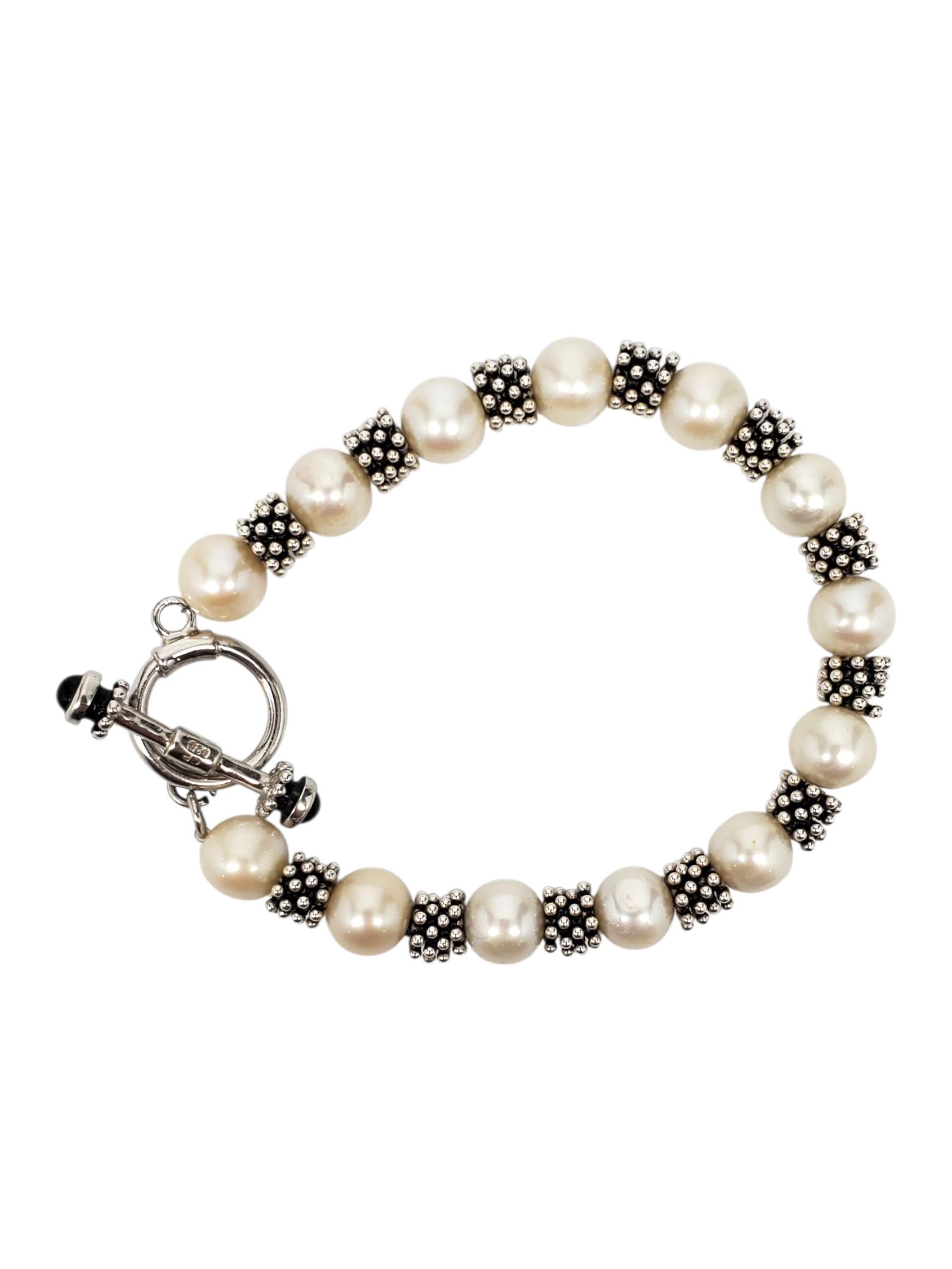 Taglio rotondo Carolyn Pollack Bracciale con perle in argento sterling #23803 in vendita