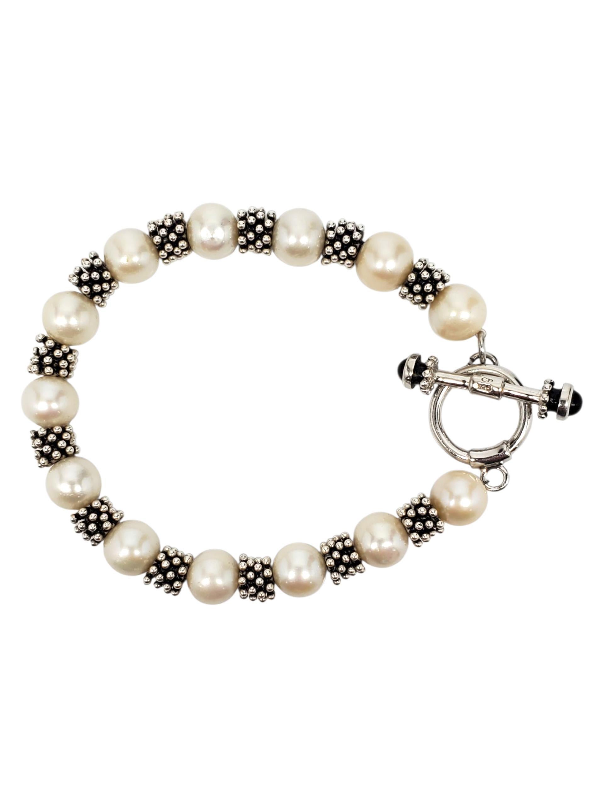 Carolyn Pollack Bracciale con perle in argento sterling #23803 In condizioni buone in vendita a Washington Depot, CT