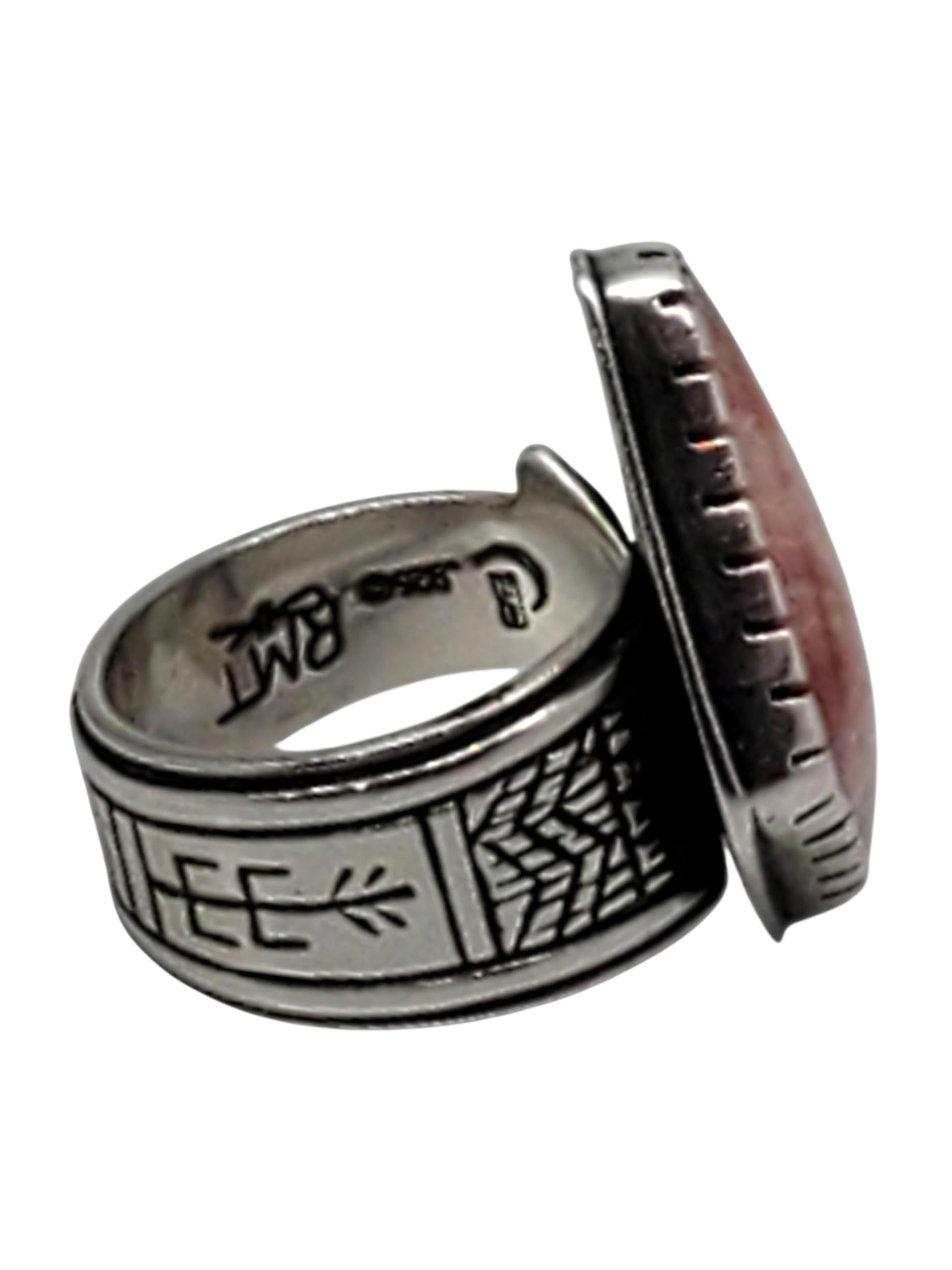 Cabochon Carolyn Pollack Anello in argento sterling con rodocrosite rosa misura 6,5 # 23606 in vendita