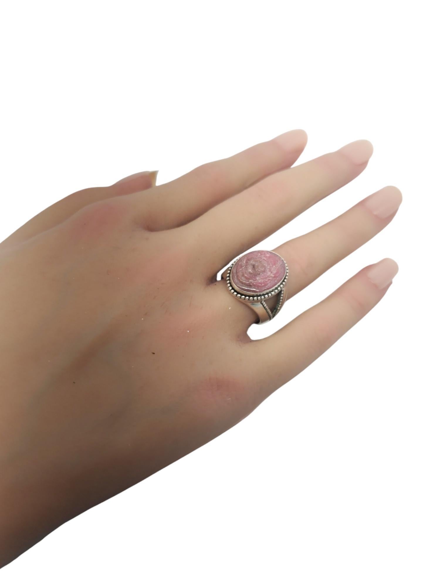 Carolyn Pollack Sterling Silver Rhodonite Carved Rose Ring Size 7 #20216 For Sale 1