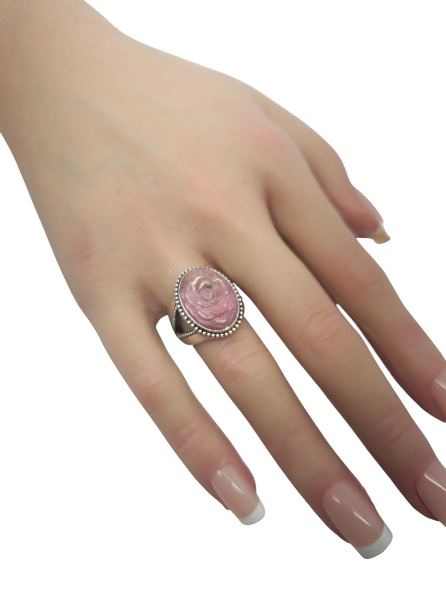 Carolyn Pollack Sterling Silver Rhodonite Carved Rose Ring Size 7 #20216 For Sale 2
