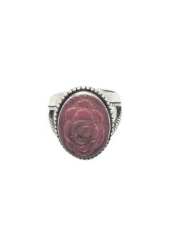 Carolyn Pollack Sterling Silver Rhodonite Carved Rose Ring Size 7 #20216