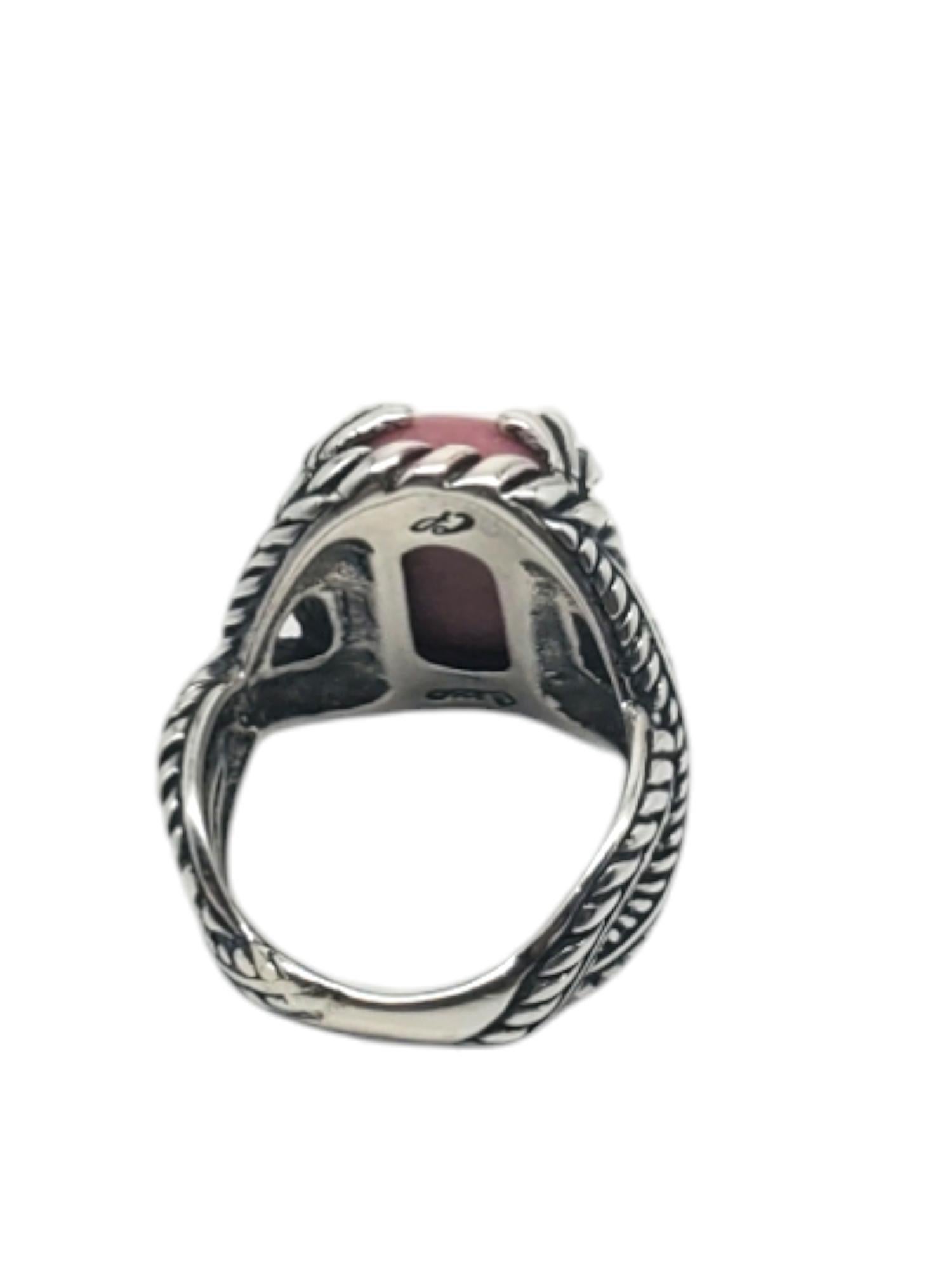 Cabochon Carolyn Pollack Sterling Silver Rhodonite Ring Size 7 #20218