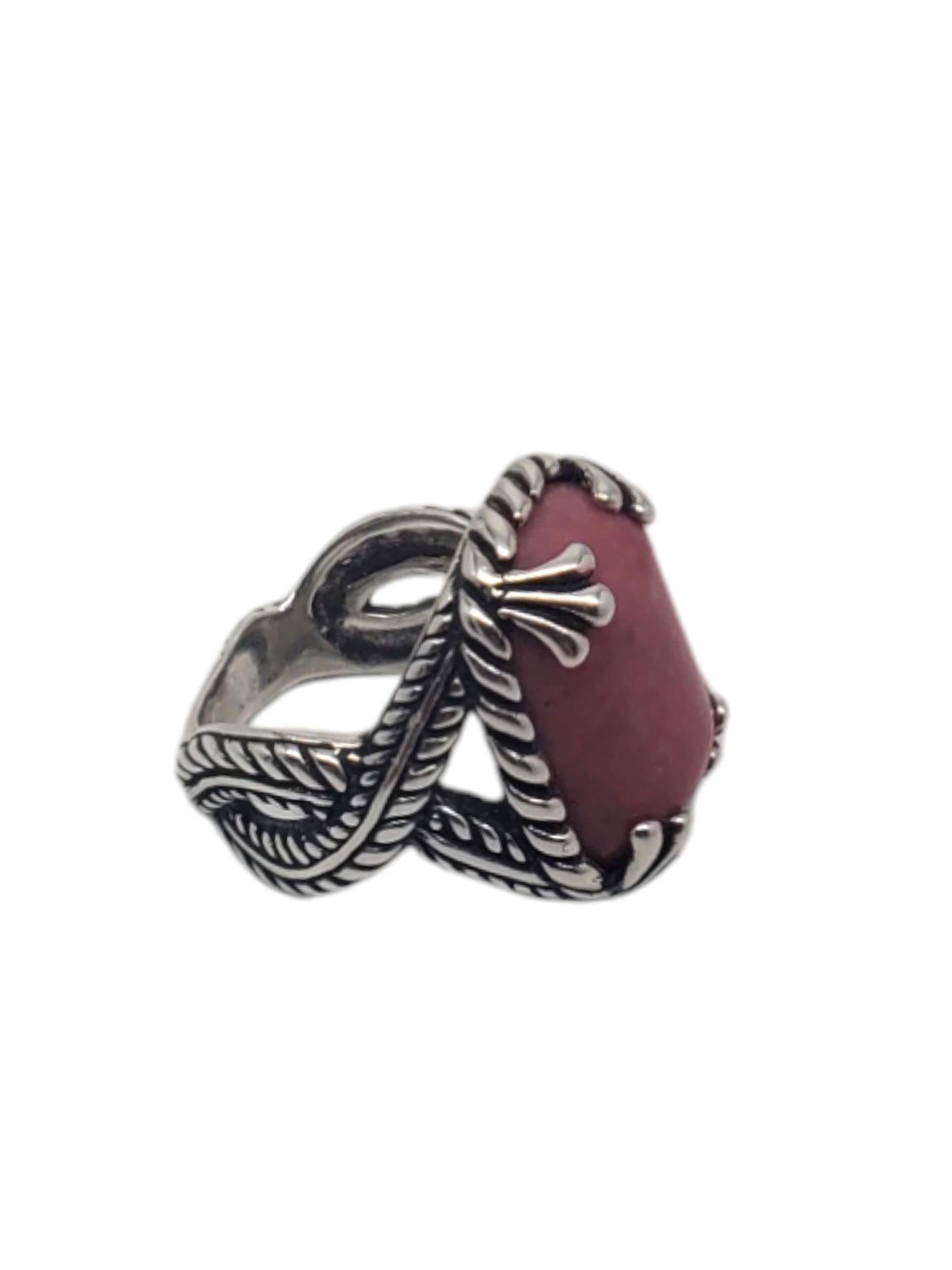 Carolyn Pollack Sterling Silver Rhodonite Ring Size 7 #20218 In Good Condition In Washington Depot, CT