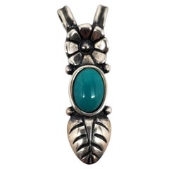 Carolyn Pollack Sterling Silver Turquoise Feather Pendant # 19693