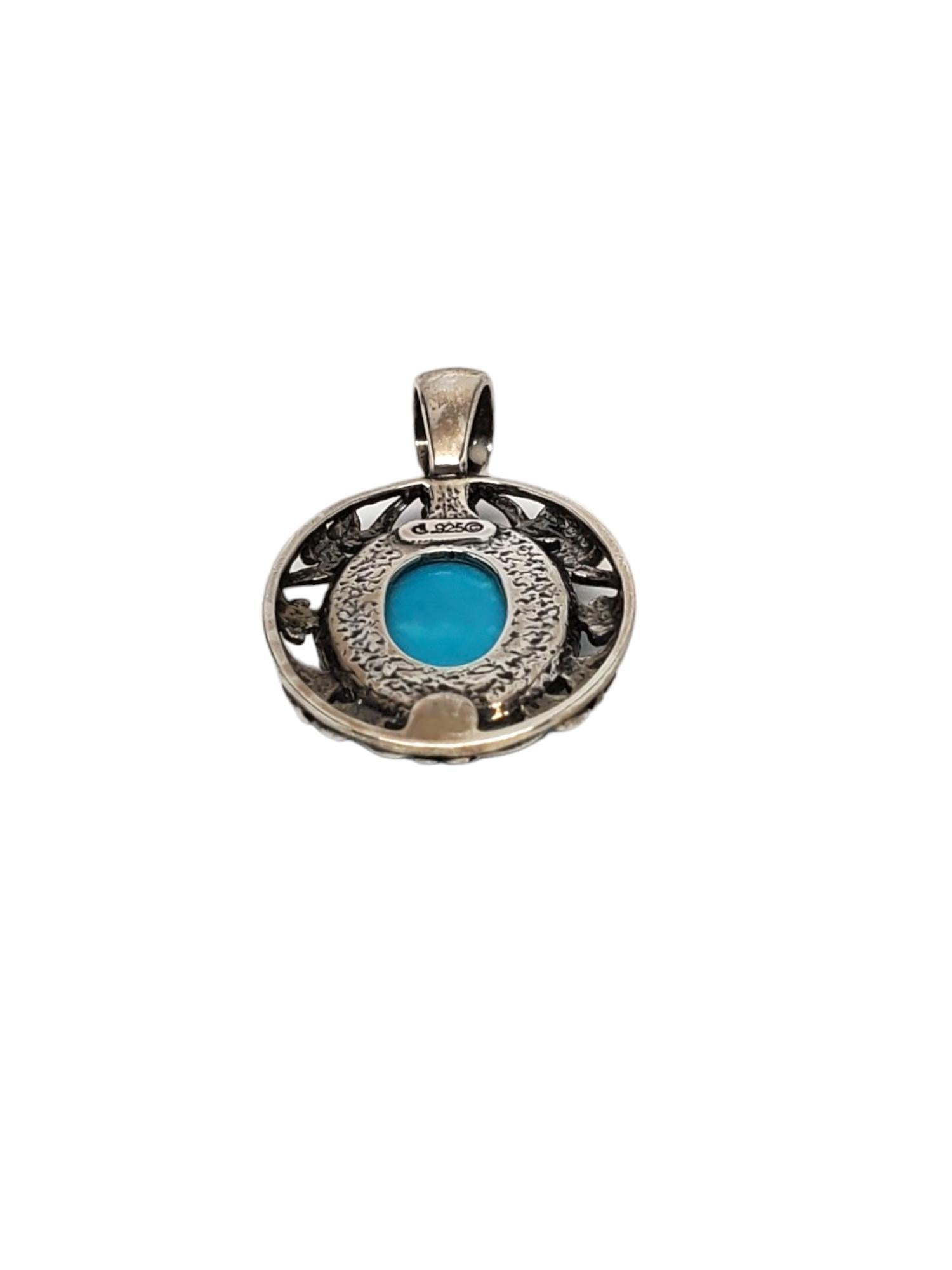 Carolyn Pollack Ciondolo intarsiato in turchese in argento sterling #17103 In condizioni buone in vendita a Washington Depot, CT