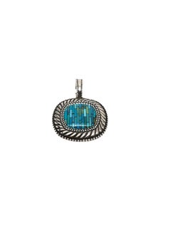 Carolyn Pollack Sterling Silver Turquoise Inlaid Pendant/Enhancer #17103