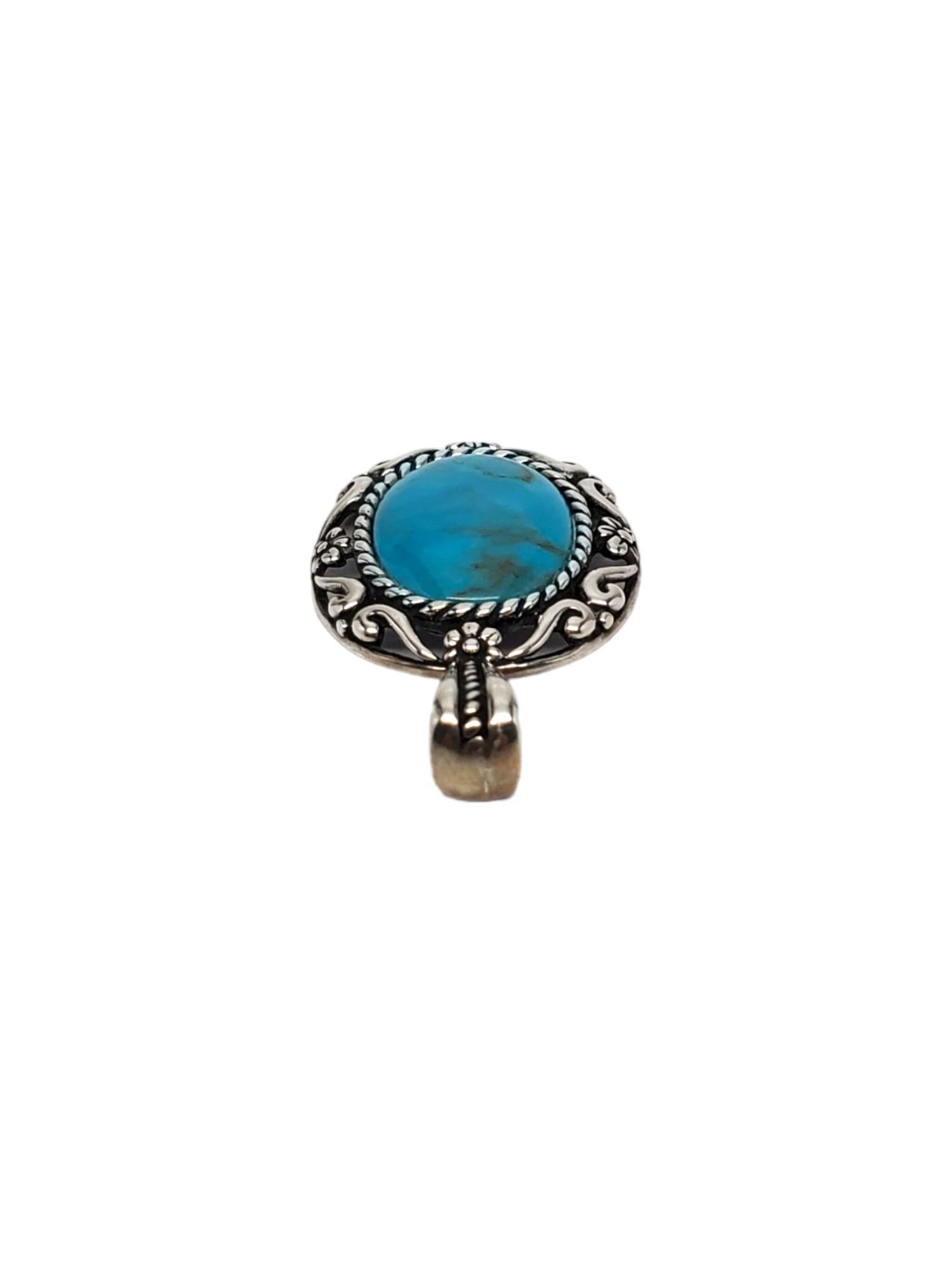 Oval Cut Carolyn Pollack Sterling Silver Turquoise Pendant #17095 For Sale