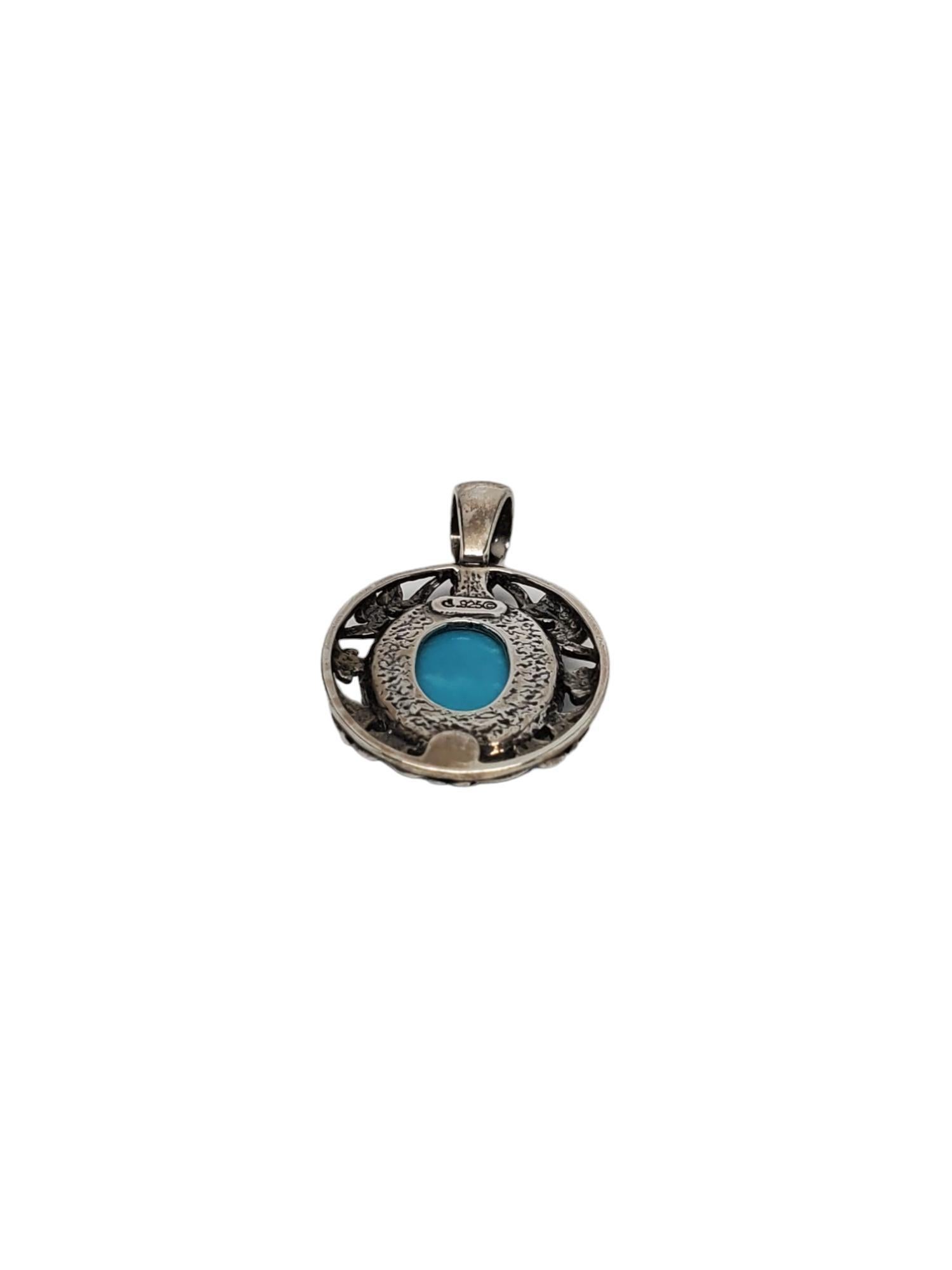 Carolyn Pollack Sterling Silver Turquoise Pendant #17095 In Good Condition For Sale In Washington Depot, CT