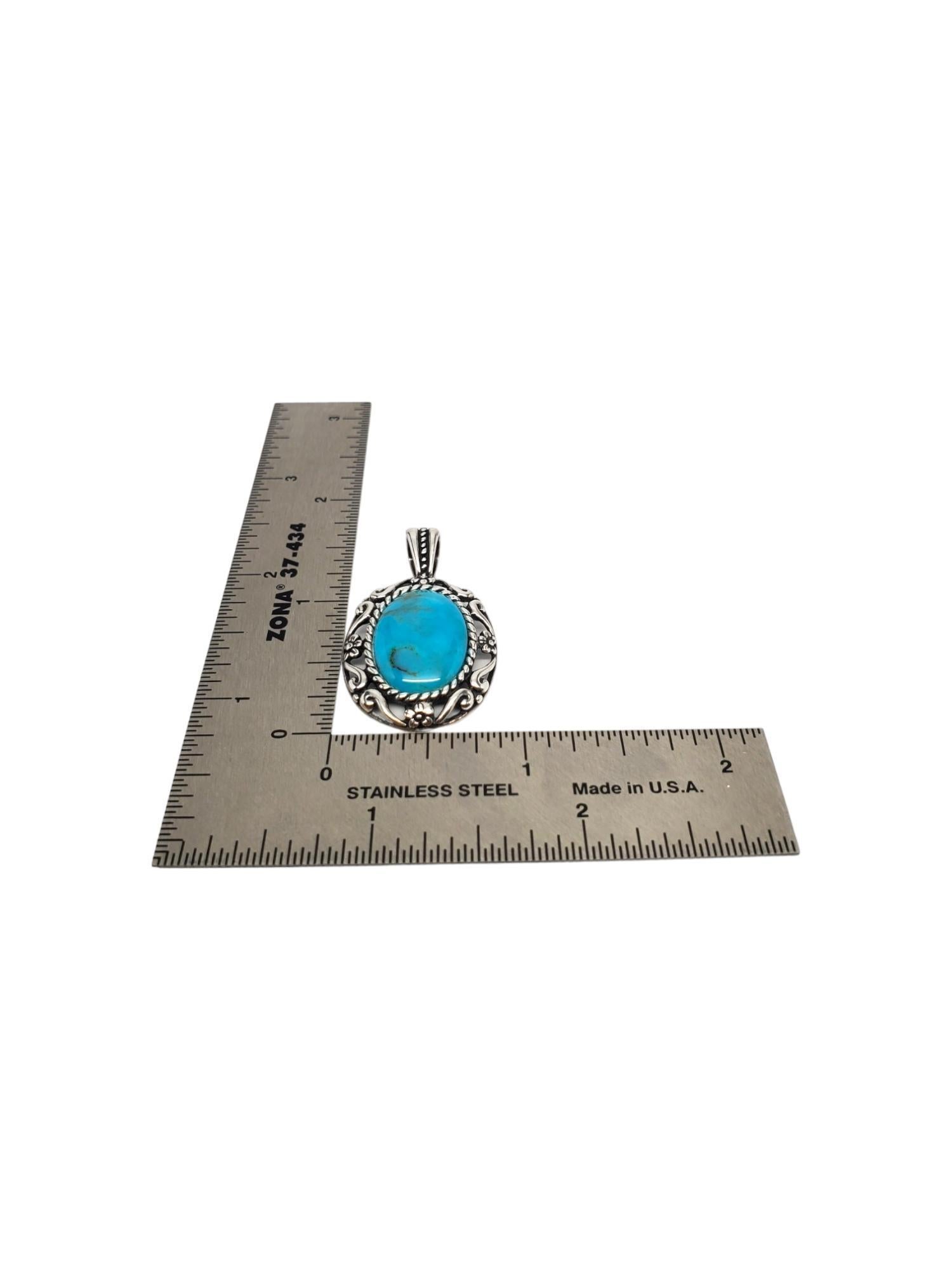 Carolyn Pollack Sterling Silver Turquoise Pendant #17095 For Sale 3
