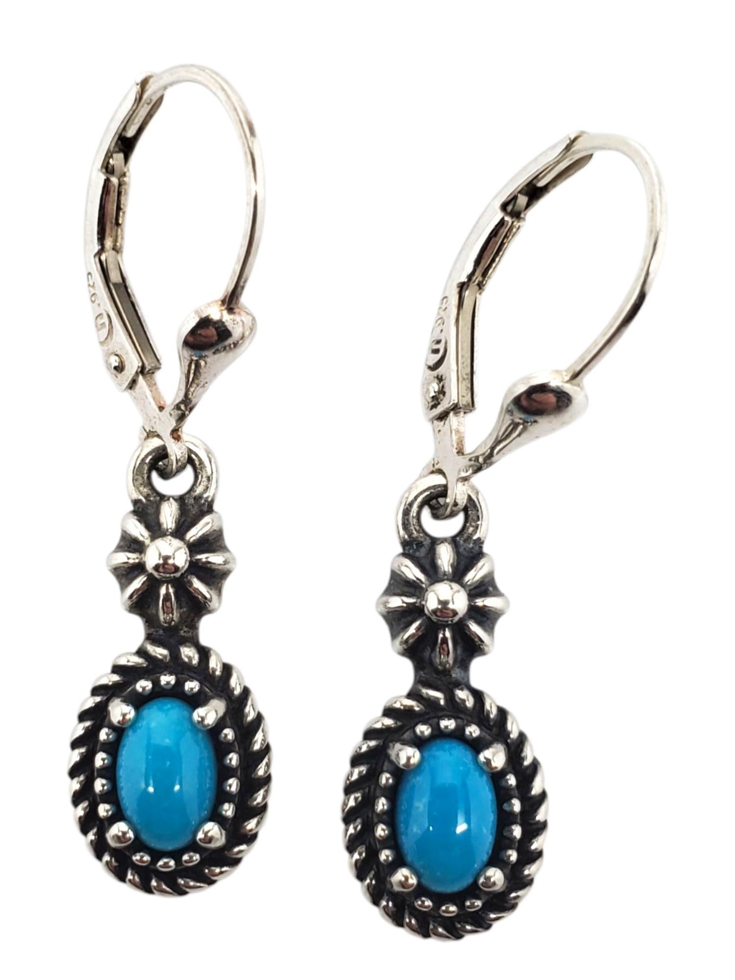 Taglio ovale Orecchini a pendente in corda di turchese in argento Sterling Carolyn Pollack #21622 in vendita
