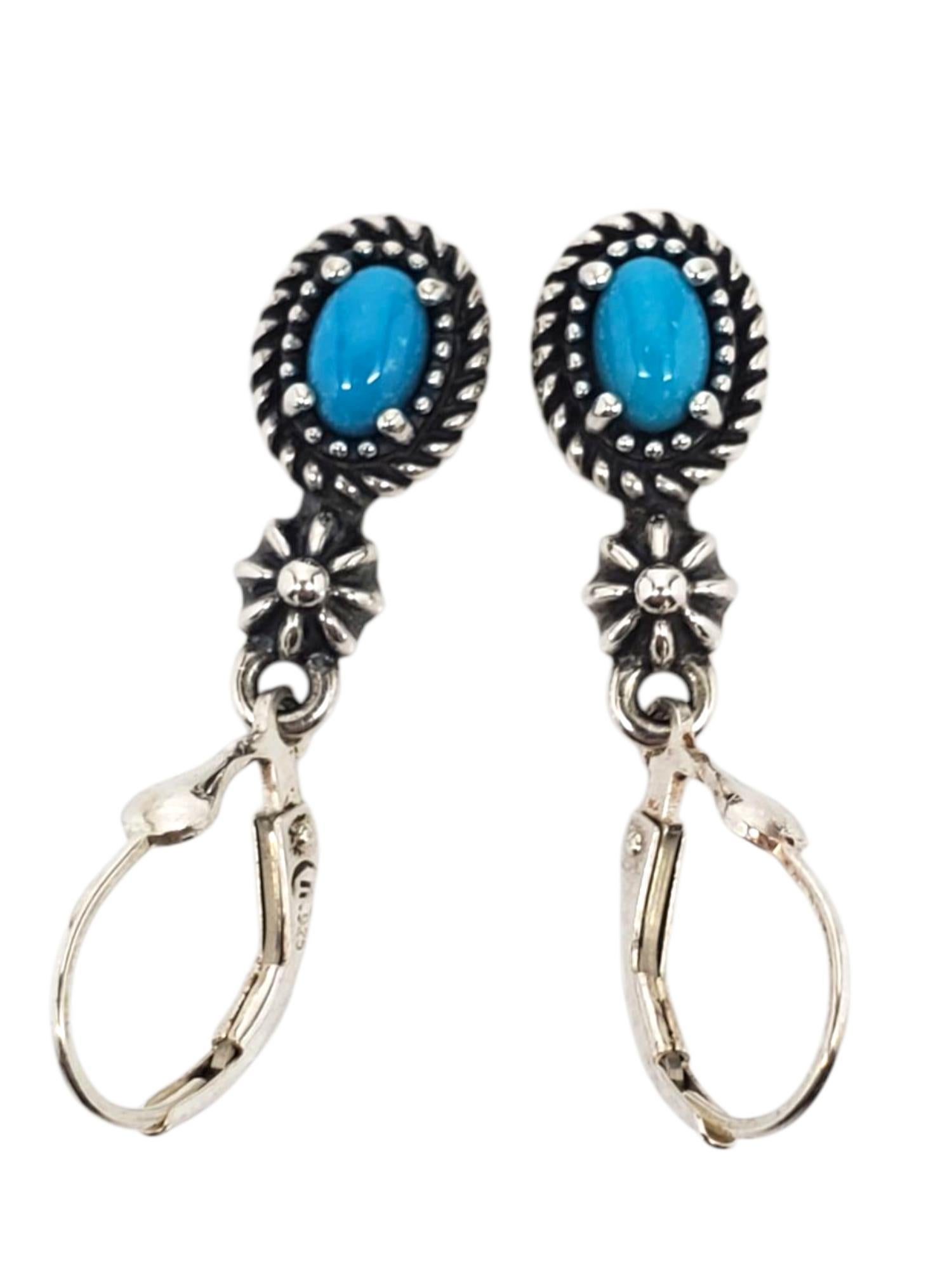 Orecchini a pendente in corda di turchese in argento Sterling Carolyn Pollack #21622 In condizioni buone in vendita a Washington Depot, CT