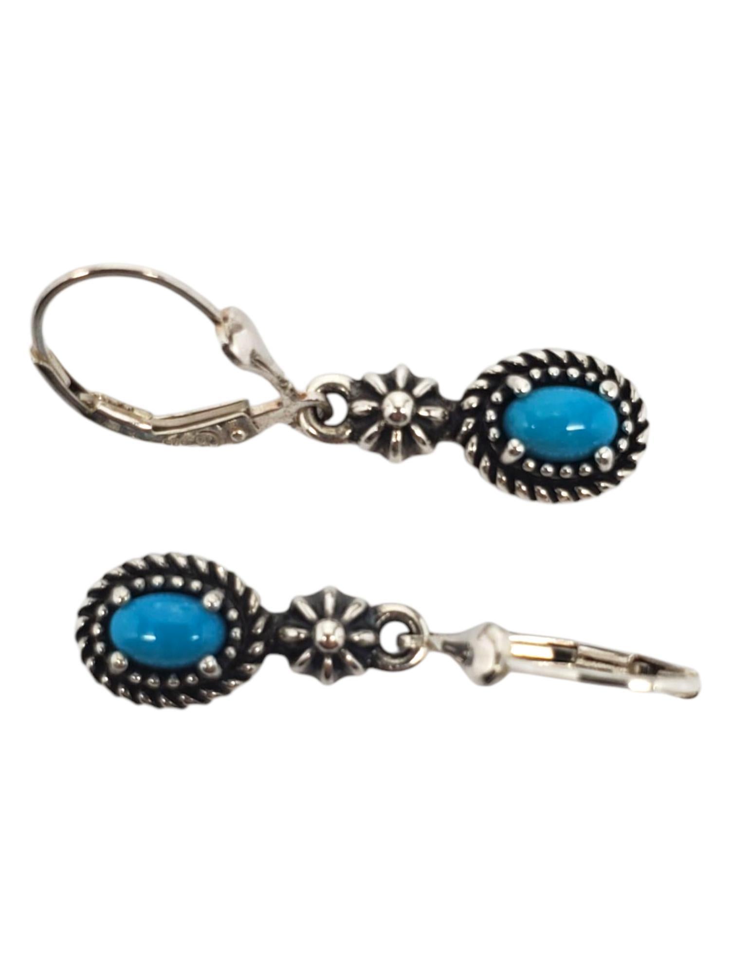 Orecchini a pendente in corda di turchese in argento Sterling Carolyn Pollack #21622 in vendita 1