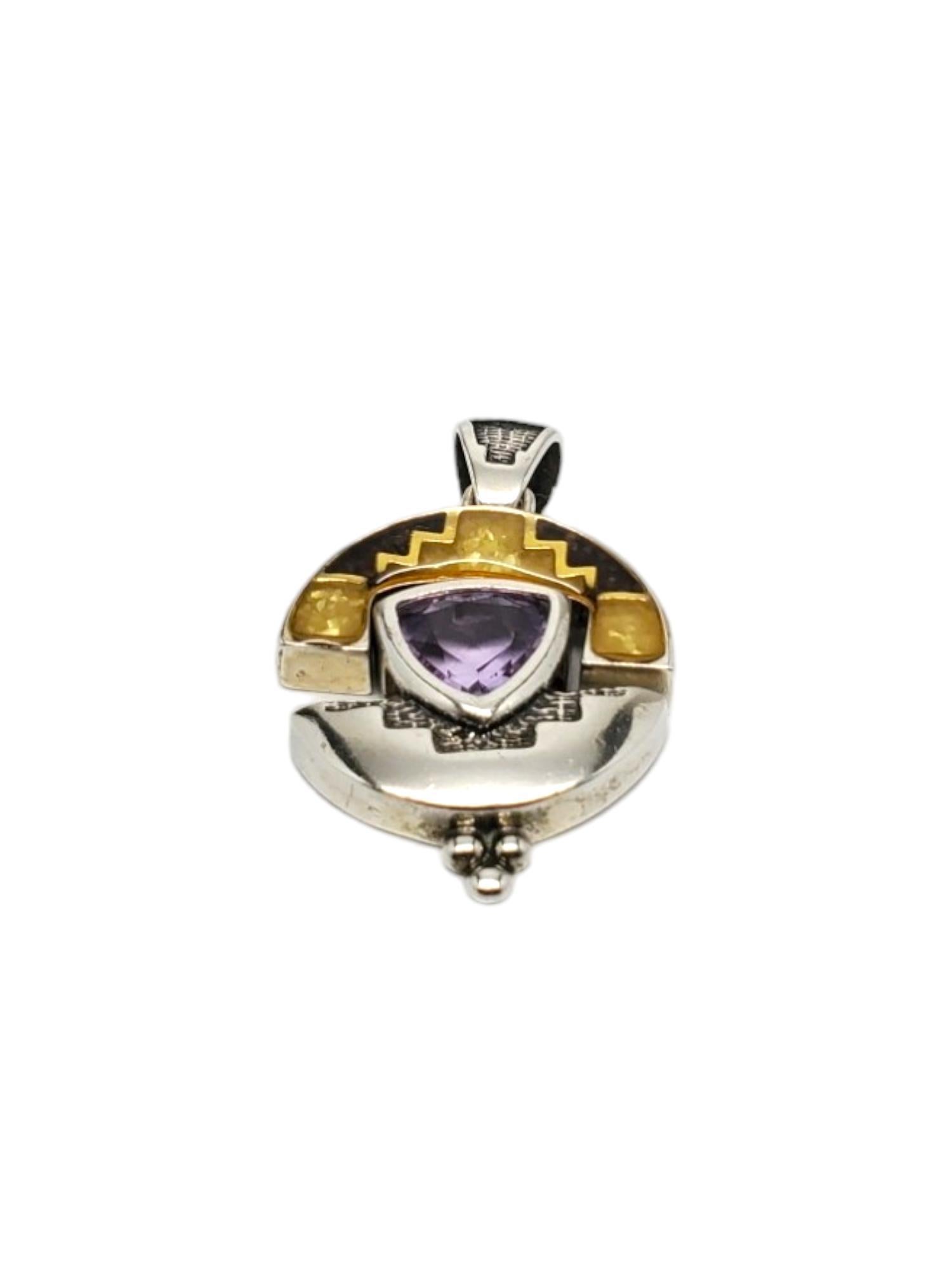 Taglio misto Ciondolo Carolyn Pollack in argento sterling vermeil e ametista #17152 in vendita