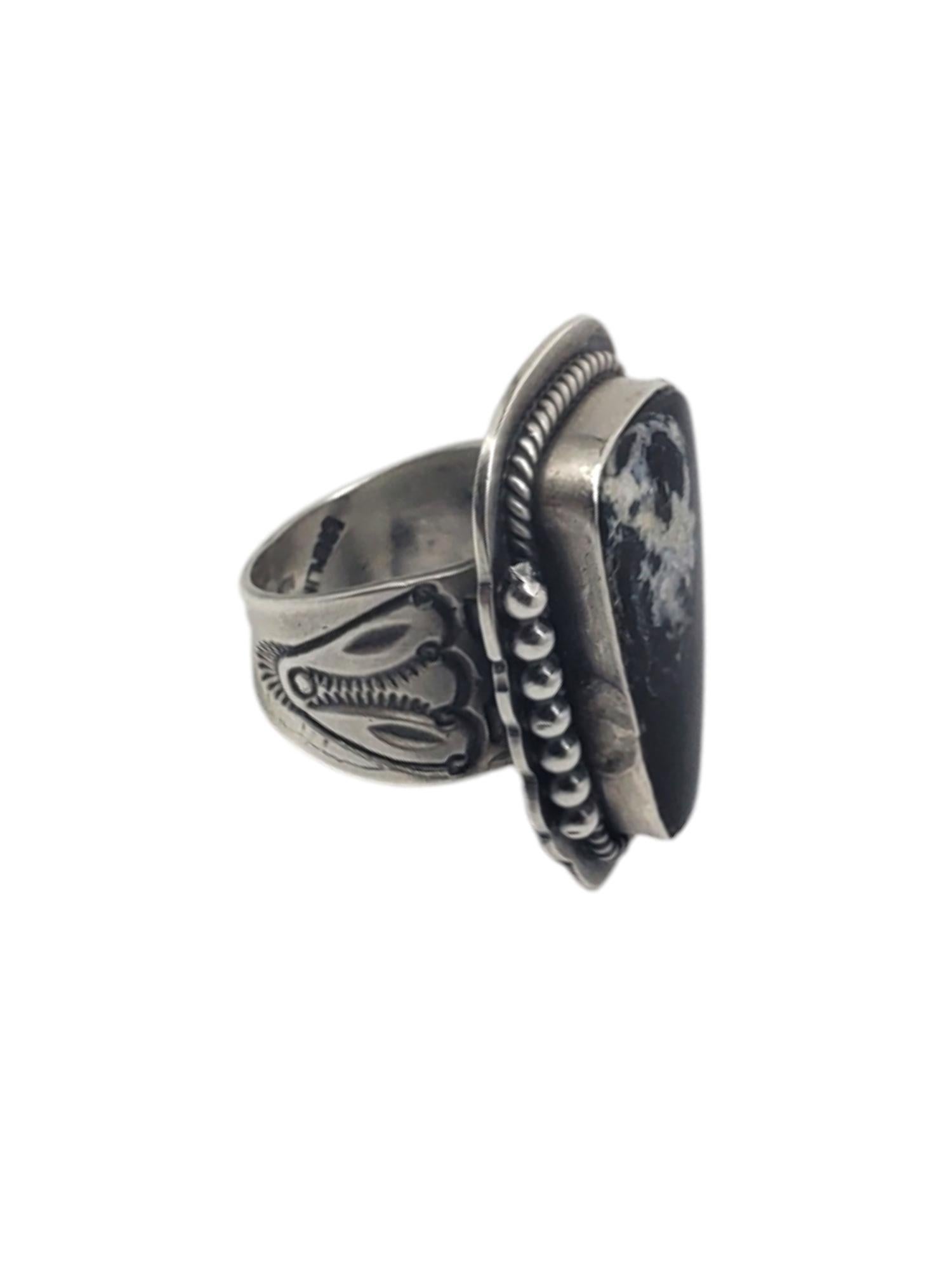 Carolyn Pollack Sterling Silver White Buffalo Turquoise Ring Size 8 #20555 In Good Condition In Washington Depot, CT
