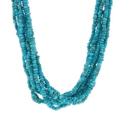 Carolyn Pollack Turquoise Beaded Multi-Strand Necklace 17" Sterling 925 Adjust