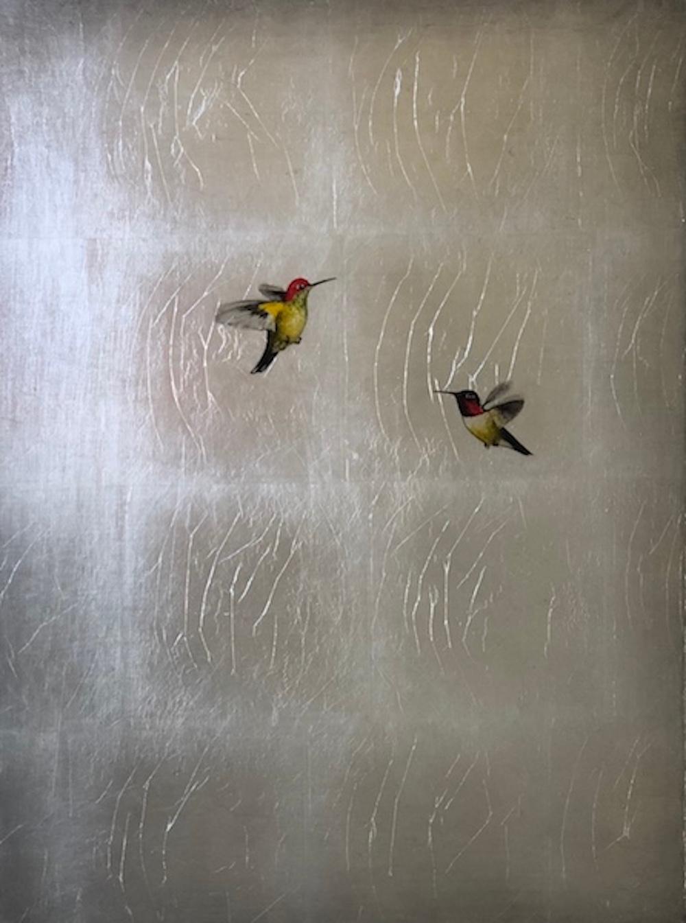 Carolyn Reynolds Animal Painting - Duo Over Bright Silver II