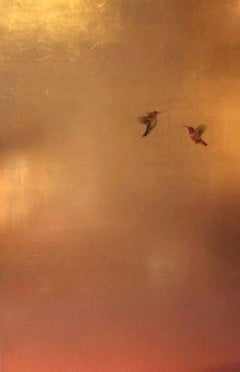 Hummingbirds in Golden Rose