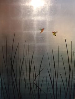 Hummingbirds Over Reeds and Ripples II 