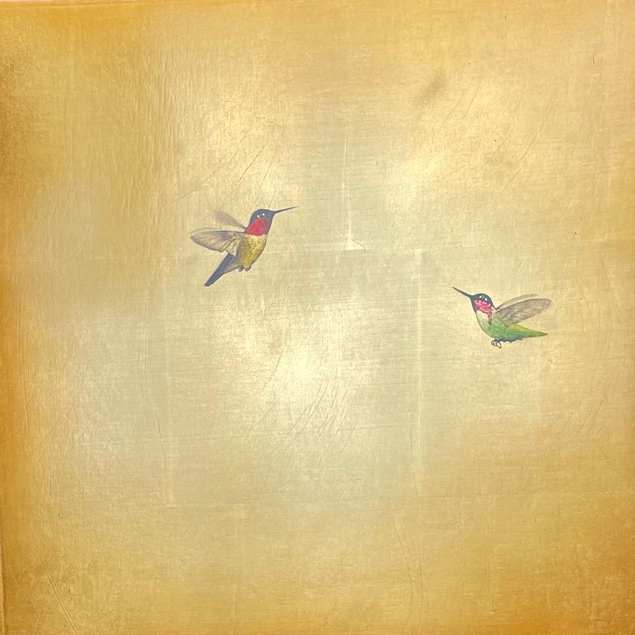 Carolyn Reynolds Animal Painting - Rendezvous Over Soft Gold IV