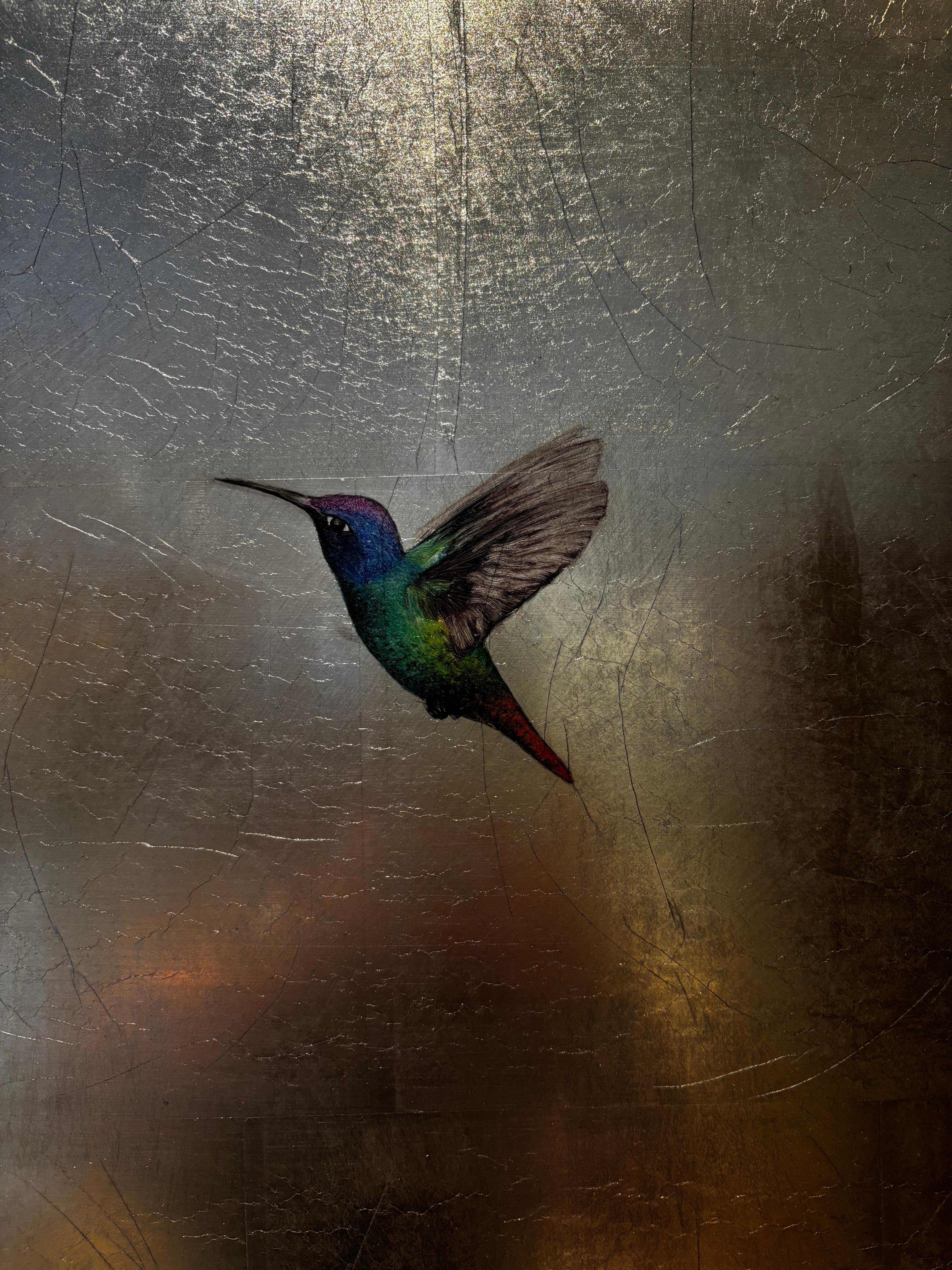 Trio bei klarem Himmel (Gold), Animal Painting, von Carolyn Reynolds