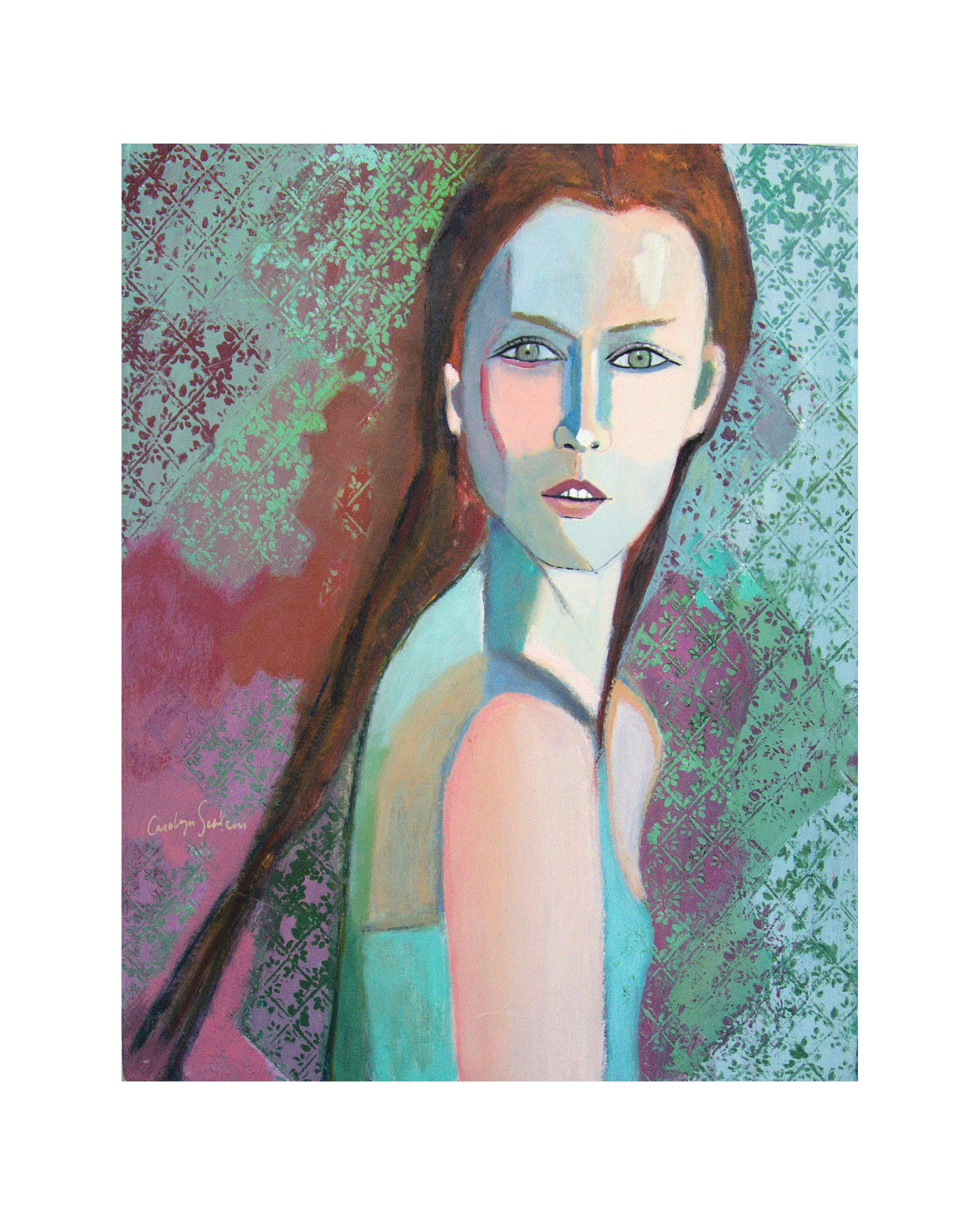 Celadon - Contemporary Painting by Carolyn Schlam