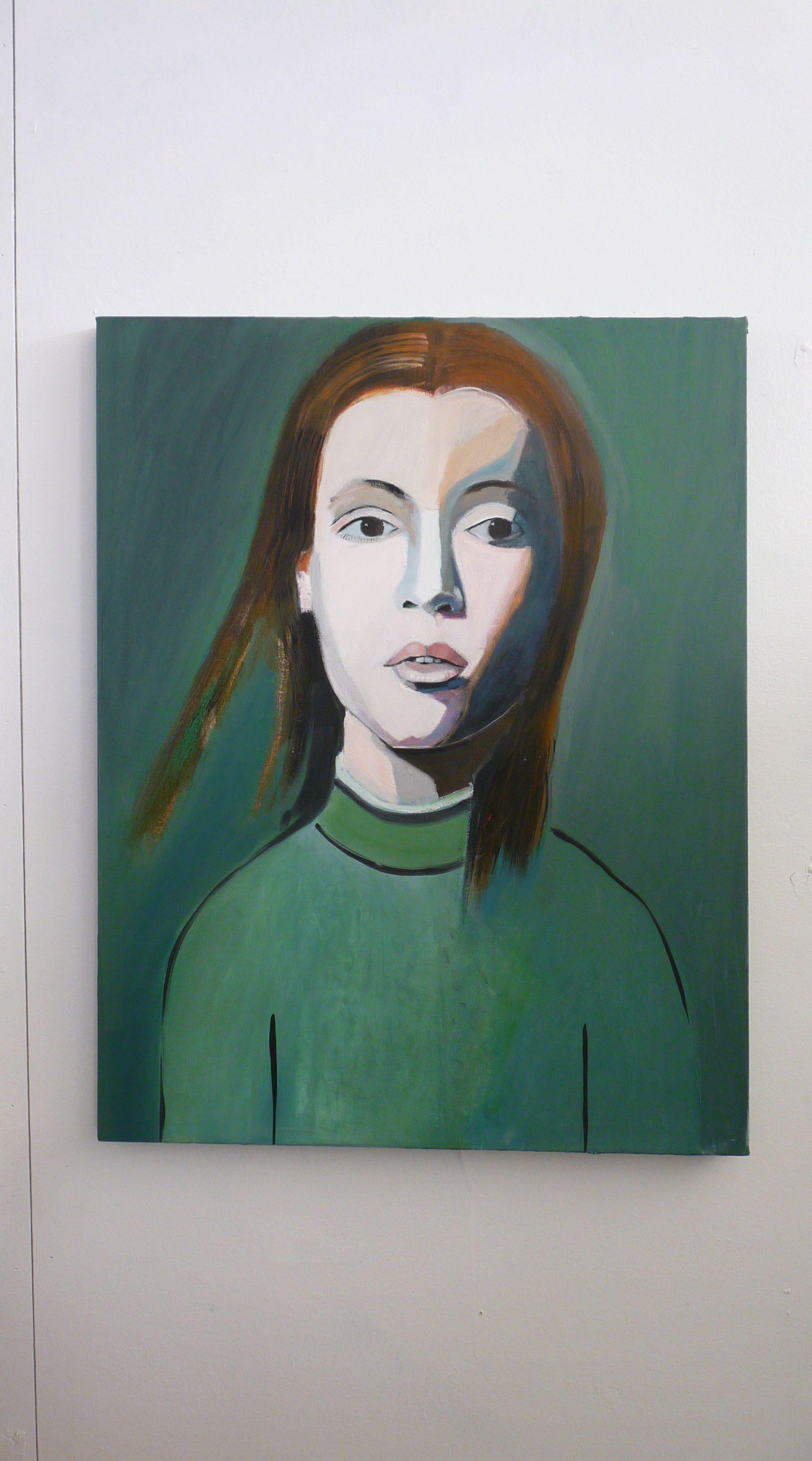 GIRL IN GREEN, Painting, Oil on Canvas 3