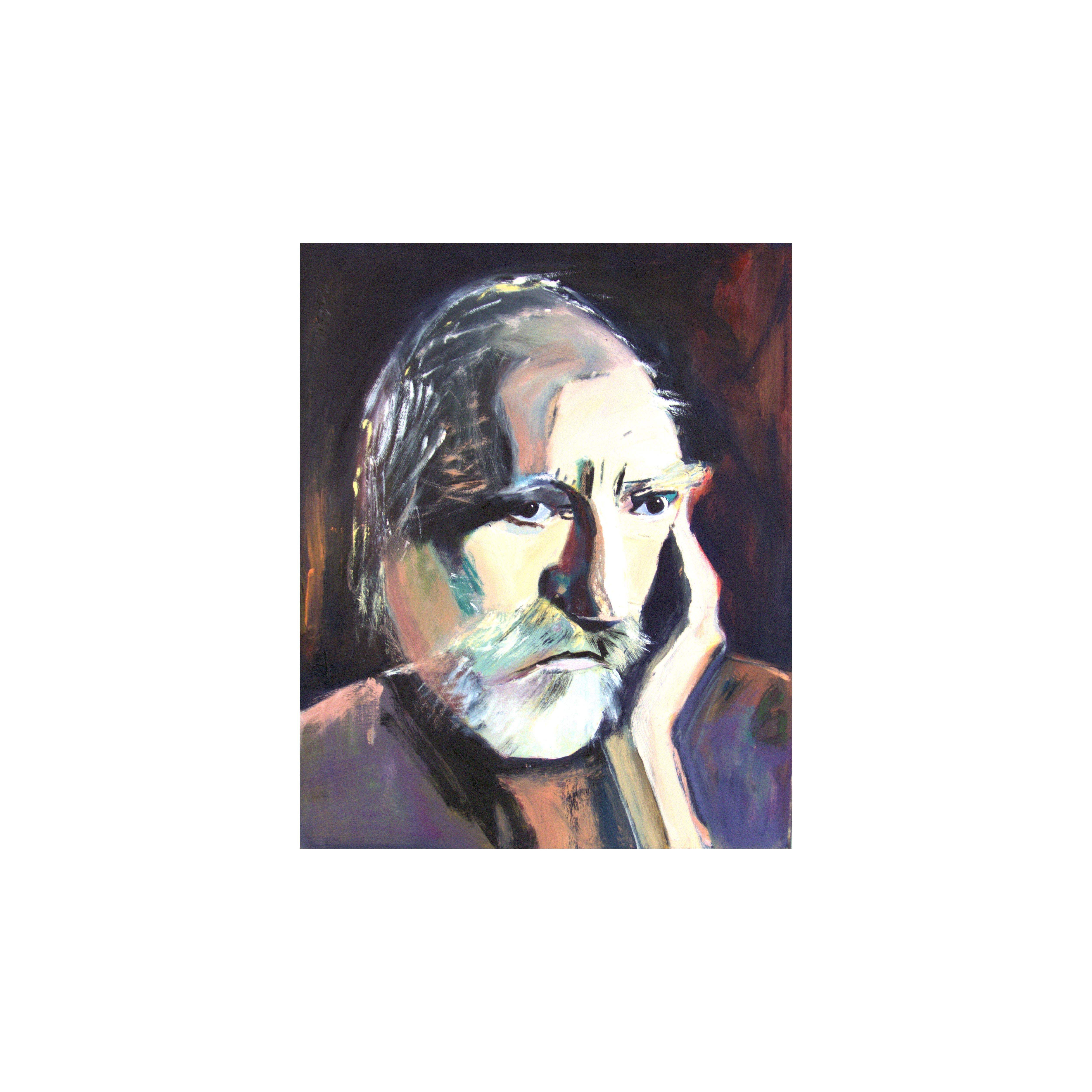 A dramatic portrait of an old man.  A fairly new oil but offered at a low price as I am known as a  painter of women mostly. :: Painting :: Modern :: This piece comes with an official certificate of authenticity signed by the artist :: Ready to